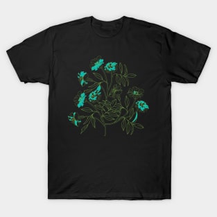 Meadow flowers field, line art work T-Shirt